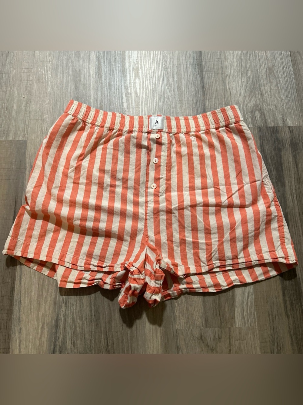 Anthropologie Pink Wren Striped Boxer Sleep Shorts Cotton Pockets Womens Medium